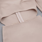 Off Shoulder Long Sleeve Cut Out Midi Bandage Dress HB7766