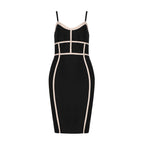 Strappy Sleeveless Striped Midi Bandage Dress HB7789