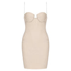 Strappy Sleeveless Drill Chain Mini Bandage Dress HB7917