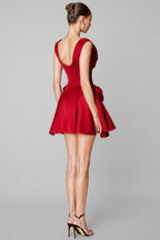 Icarusa Flared Cowl Neck Silk Mini Dress
