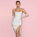 Strappy Sleeveless Slit Midi Bodycon Dress HI1267