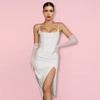 Strappy Sleeveless Slit Midi Bodycon Dress HI1267