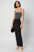 Zephry Split Striped Halter Maxi Dress