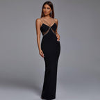Strappy Sleeveless Maxi Drill Chain Bandage Dress HL8914