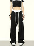 Hip Hop Gray Patchwork Jogging Wide Leg Sports Harajuku Korean Pant