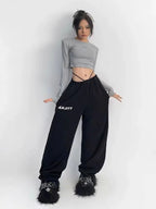 Hippie Gray Jogging Y2K Harajuku Streetwear Oversize Sports Pants