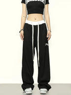Hippie Y2K Gray Jogger Sports Kpop Harajuku Streetwear Patchwork Pant