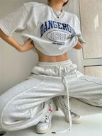 Korean Fashion Joggers Sweatpants Hip Hop Gray Wide Leg Track Pant