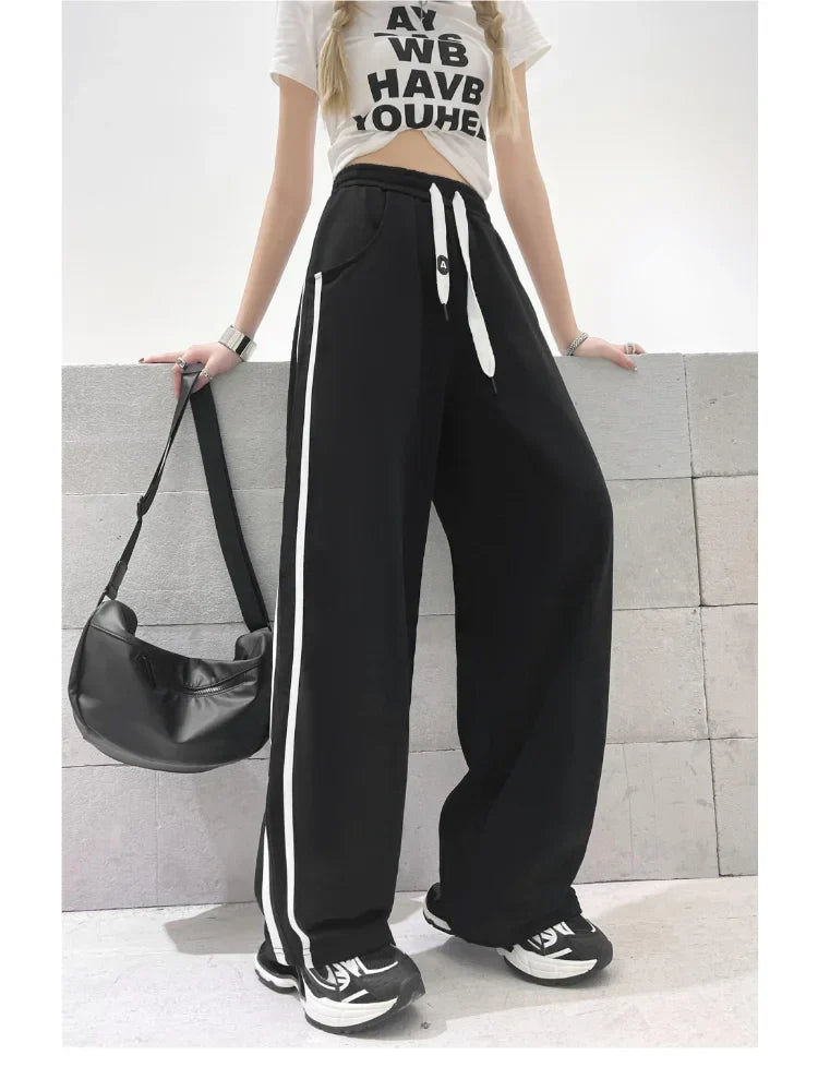 Kpop Side Striped Oversize Sports Wide Leg Streetwear Pants Pant