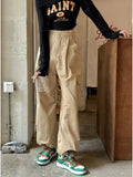 Kpop Y2K Pink Cargo Korean Streetwear Oversized Wide Leg Pant
