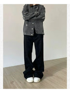 Black Denim Basic Oversize Loose Women Y2K Vintage Retro Pant