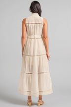 Taylod Stand-up Collar Cut-out Maxi Dress