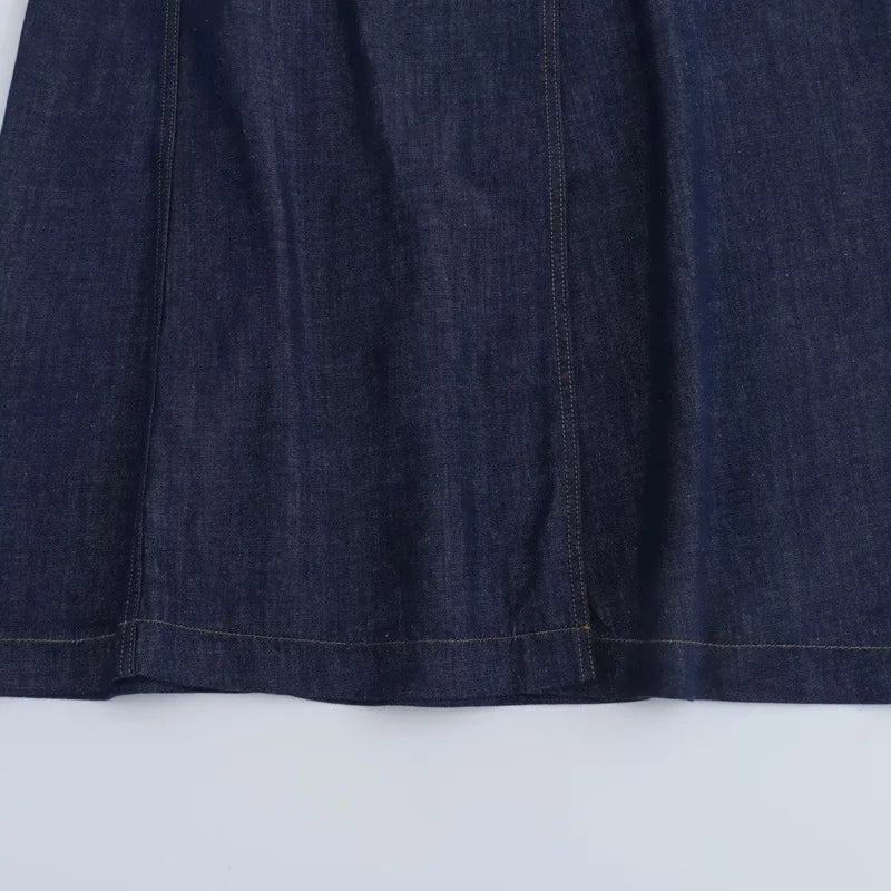 Denim Long Wrap Slit ALine Style Elegant Holiday Skirt