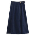 Denim Long Wrap Slit ALine Style Elegant Holiday Skirt