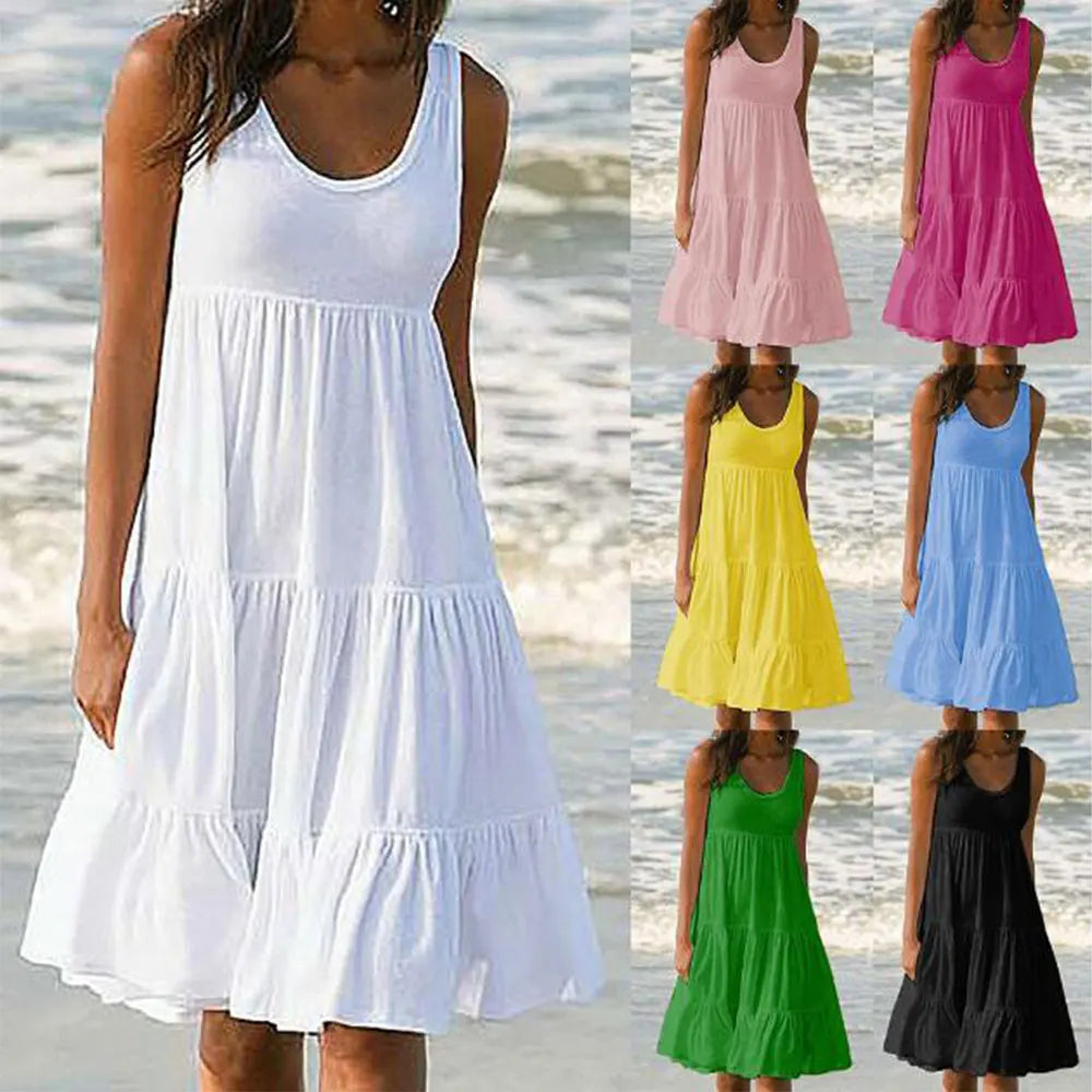 Daphne Luxe Women's Boho Summer Dress with Ruffles Boutique Collection