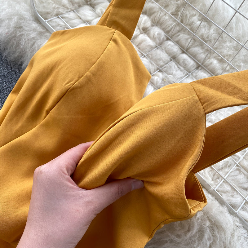 Concepción Minimalist Yellow Sleeveless Cocktail Dress Designer Edit