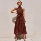 Soledad Effortless Lavish Dotted Halterneck Dress Statement Occasion Edit