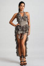 Jacoby Halterneck Flower Mesh Midi Dress