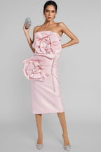 Molia Pink Floral Strapless Midi Dress