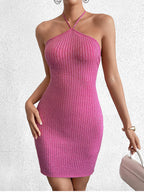 Halter Backless Knitted Bodycon Dress