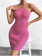 Halter Backless Knitted Bodycon Dress