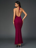 Halter Backless Mesh Sequin Bodycon Dress