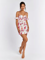 Halter Corset Floral Mini Dress
