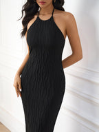 Halter Tie Backless Solid Knitted Dress
