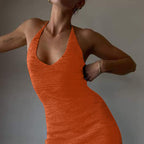 Halter VNeck Knitted Women's Midi Dress