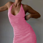 Halter VNeck Knitted Women's Midi Dress