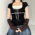 Hot Summer Skinny Tees for Ladies with Folds