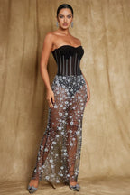 Nova Strapless Flower Sequin Maxi Dress