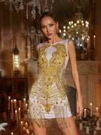 Embellished Fringe Mini Dress