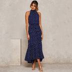 Soledad Effortless Lavish Dotted Halterneck Dress Statement Occasion Edit