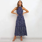 Soledad Effortless Lavish Dotted Halterneck Dress Statement Occasion Edit