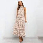 Soledad Effortless Lavish Dotted Halterneck Dress Statement Occasion Edit