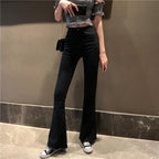 Casual High Waist Slim Flare Jeans High Street Vintage Stretchable Boot Cut Denim Pants