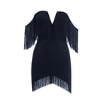 Exotic Cruise Tassel Off Shoulder Mini Dress