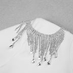 HighQuality Red Black Sexy Sparkly Backless Diamonds Tassel Rayon Bandage Dress