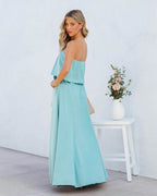 Head Over Heels Strapless Satin Maxi Dress Mint