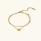 Heartbeat Charm Double Layer Gold Anklet