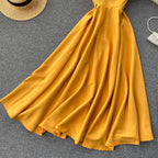 Concepción Minimalist Yellow Sleeveless Cocktail Dress Designer Edit