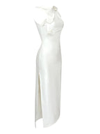 Cutout Latex Split Maxi Dress In White