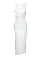 Cutout Latex Split Maxi Dress In White