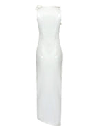 Cutout Latex Split Maxi Dress In White