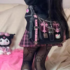 Hello Kitty Gothic Punk Vintage Pink High Capacity Trend Crossbody Bag