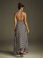 Halterneck Stripe Maxi Dress