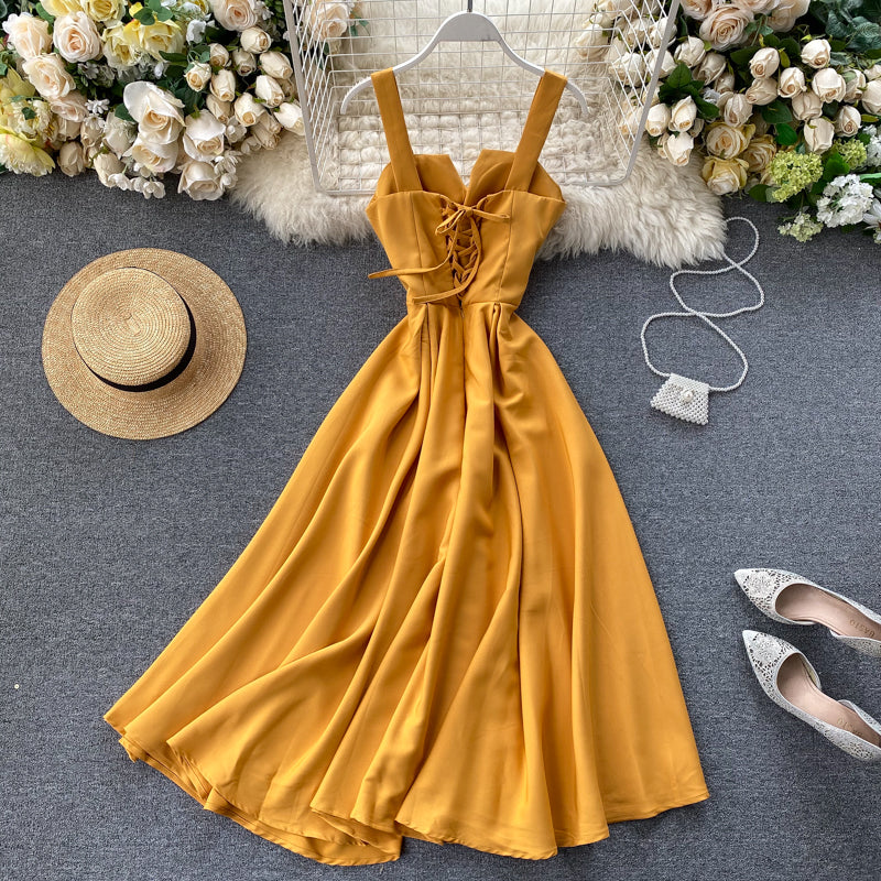 Concepción Minimalist Yellow Sleeveless Cocktail Dress Designer Edit
