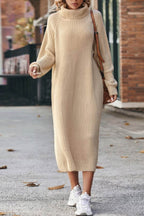 Eva High Neck Rib Vintage Inspired Dress for Seasonal Wardrobe Essential