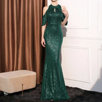 High Neck Mermaid Sequin Party Dress